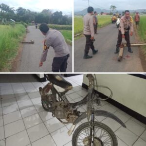 Personel Polsek Bolo, Bantu Evakuasi Korban Laka Lantas di Desa Ngembe