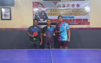 Sambut Hari Bhayangkara ke-79, Polres Bima Kota Gelar Pertandingan Tenis Meja