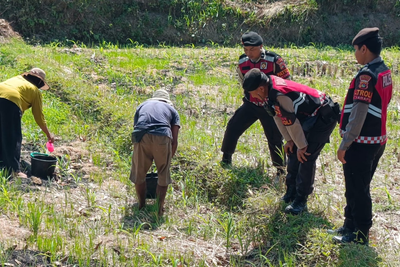 Polres Lombok Barat Dukung Ketahanan Pangan Lewat Patroli Humanis di Desa Kuripan