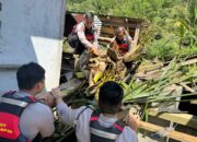 Polisi Bersama Aparat Gabungan Sigap Bantu Korban Banjir Suoh