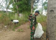 Gotong Royong Babinsa dan Warga Warnai Gili Trawangan Bersih