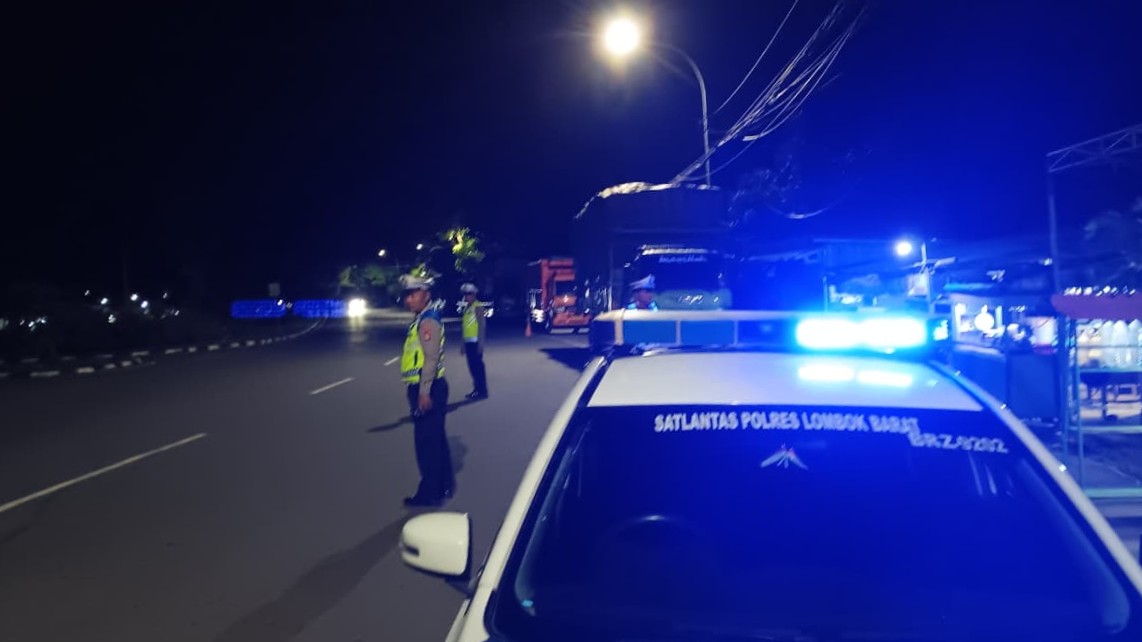 Satlantas Polres Lombok Barat Patroli Malam Cegah Balap Liar