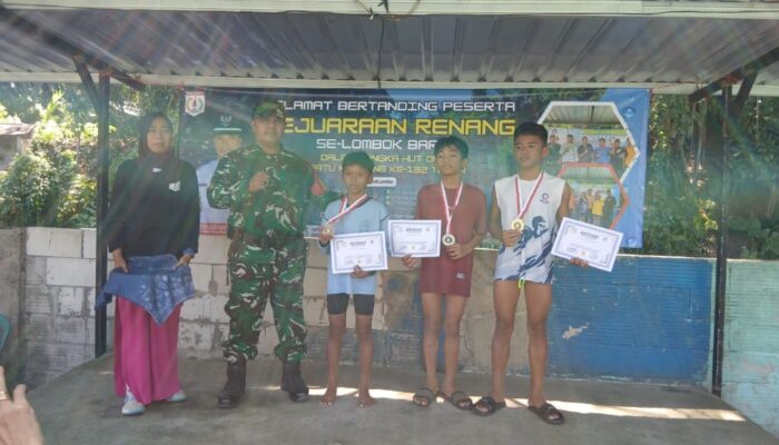 Babinsa Amankan Lomba Renang, Semangat Atlet Muda Warnai HUT Ke-132 Desa Batu Kumbung