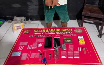 SATRESNARKOBA POLRES DOMPU UNGKAP DUGAAN PEREDARAN SABU, AMANKAN SEORANG PRIA BESERTA BARANG BUKTI 6,39 GRAM