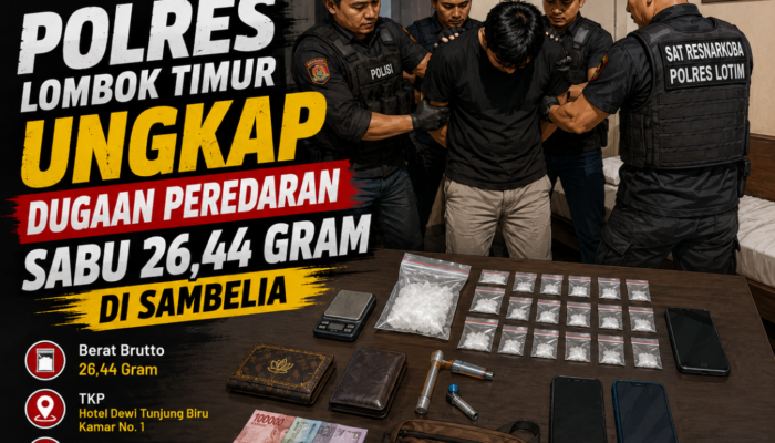 Polres Lombok Timur Ungkap Dugaan Peredaran Sabu 26,44 Gram di Sambelia