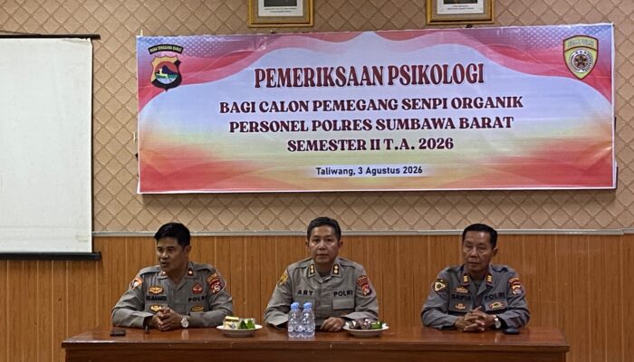 Pastikan Pemegang Senpi Organik Layak Secara Psikologis, Polres Sumbawa Barat Gelar Pemeriksaan Psikologi Personel