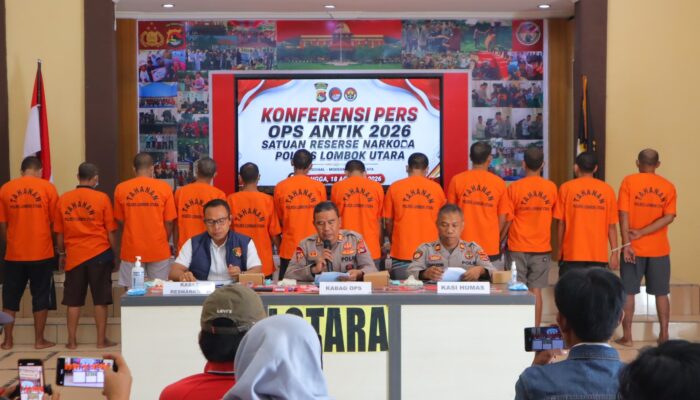Operasi Antik Rinjani 2026: Ungkap 12 Kasus Narkoba, Polres Lombok Utara Ringkus 14 Tersangka 2 Diantaranya Pelajar