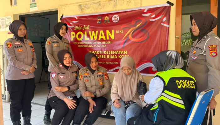 Polwan Polres Bima Kota Gelar Bakti Kesehatan dan Donor Darah Sambut HUT Polwan Ke-78