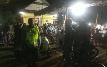 Sinergitas Personel Polsek Brang Rea dan Anggota Koramil 1628 -01/Taliwang Dalam Pengamanan Volly Ball Bintang Bano Cup 1