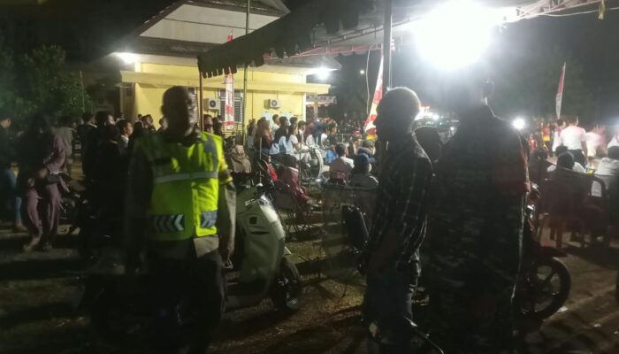 Sinergitas Personel Polsek Brang Rea dan Anggota Koramil 1628 -01/Taliwang Dalam Pengamanan Volly Ball Bintang Bano Cup 1