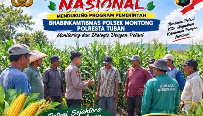 Mendukung Asta Cita Presiden bhabinkamtibmas Polsek Montong Polresta Tuban Pantau Kodisi Tanaman Jagung Milik Warga Desa pakel