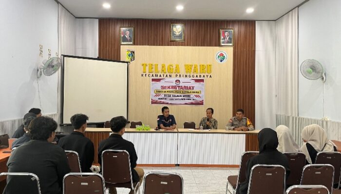 Bhabinkamtibmas Desa Telaga Waru Hadiri Penerimaan Mahasiswa KKN IAIH Pancor, Ajak Jaga Kondusivitas Jelang Pilkades 2027