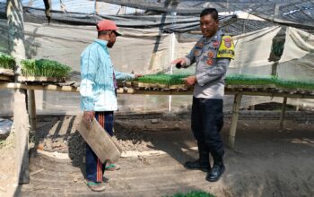 Bhabinkamtibmas Bagik Papan Cek Bibit Pertanian, Dukung Program Ketahanan Pangan