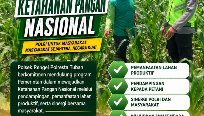 Polri Dukung Astacita, Polsek Rengel Polres Tuban Turun Cek Tanaman Padi Warga di Desa Maibit