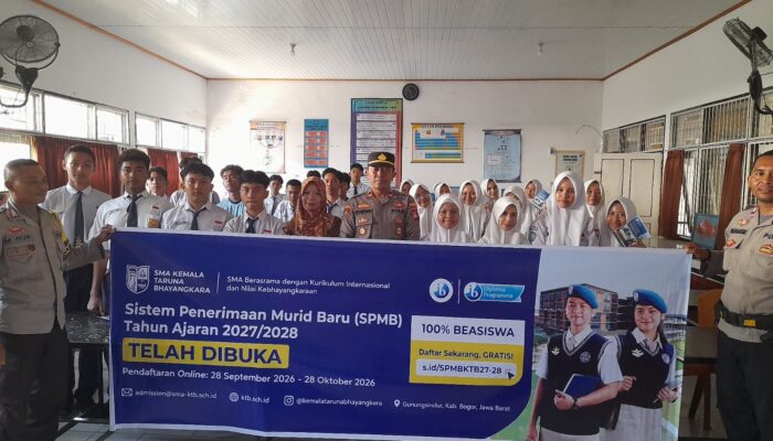 Jaring Pelajar Berprestasi, Polsek Labuan Badas Gelar Sosialisasi SPMB SMA Kemala Taruna Bhayangkara di SMPN 1 Labuhan Badas