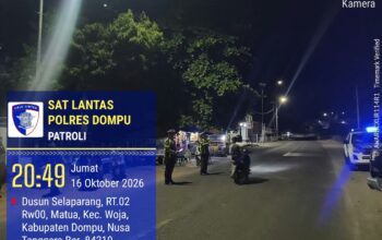 SAT LANTAS POLRES DOMPU GELAR BLUE LIGHT PATROL DAN STRONG POINT MALAM, IMBAU MASYARAKAT TERTIB BERLALU LINTAS